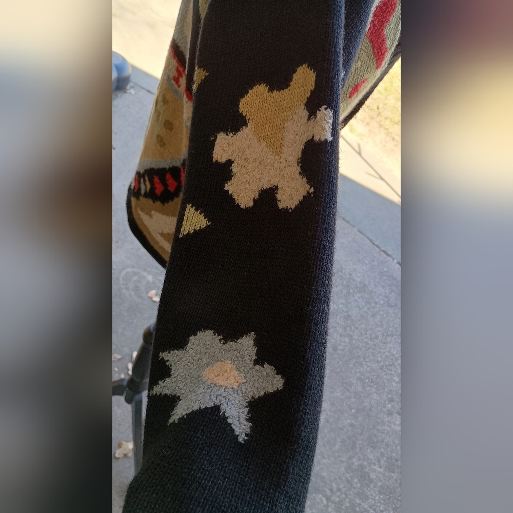 Vintage Coldwater Creek Geometric Patterned Sweater - Black, Red, Green_S - Picture 4 of 6